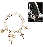 Steering Wheel Charm,Bee/Bow/Cross/Daisy Car Steering Wheel Chain with Lobster Clasp,Universal St...
