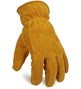 OZERO Work Gloves Winter Insulated Snow Cold Proof Leather Glove Thick Thermal Imitation Lambswoo...