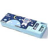 Pop Up Multifunction Pencil Case, Cute Cartoon Pen Box Organizer Stationery with Calculators, Sha...