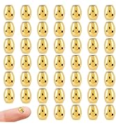 DICOSMETIC 50Pcs Stainless Steel Oval Beads 18K Gold Plated Beads 5x4mm Small Smooth Metal Bead B...