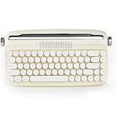 YUNZII Upgraded Wireless Typewriter Keyboard, Retro Aesthetic with Integrated Stand,Cute Round Ke...