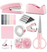 Pink Office Supplies Set, Stapler and Tape Dispenser for Women - Office Desk Accessories Gift for...