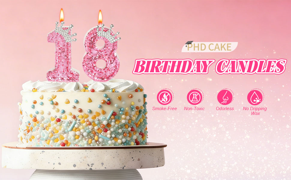 pink crown birthday candles