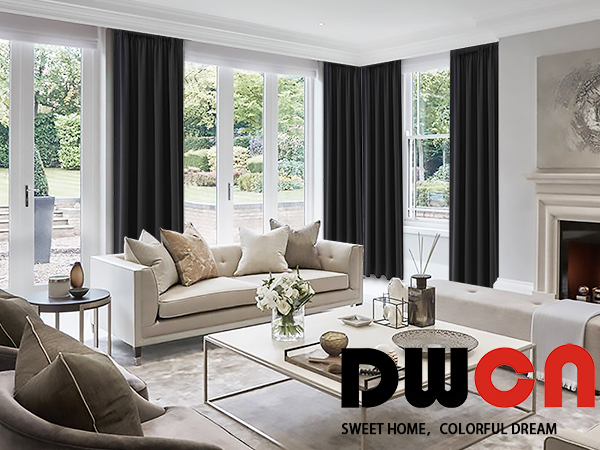 black blackout curtains for living room
