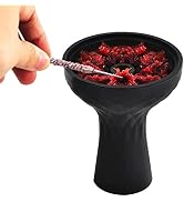 Black Hookah Bowl Set Silicone Shisha Bowl Hookah Fork with Poker(1 Set)
