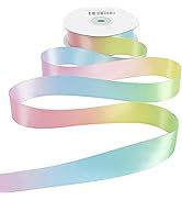 MEEDEE Pastel Ribbon Pastel Rainbow Ribbon 1 inch Rainbow Craft Ribbons Gift Satin Ribbons for Gi...