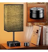 Table Lamp with Remote Operation Control for Bedroom,Dimmable Bedside Table Desk Light with USB C...