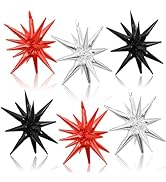 Black Red Silver Star Balloons, 22 Inch Explosion Star Foil Cone Spike Balloons Large for Birthda...