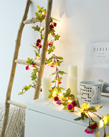 Artificial Rose Flower Vine String Lights
