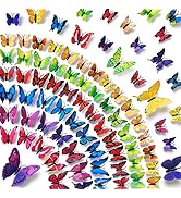 Amaonm 72 Pcs 3D Butterfly Wall Stickers Colorful Butterflies Wall Decor DIY Butterfly Crafts Wal...