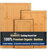 Hiware 3-piece Bamboo Cutting Boards for Kitchen, Heavy Duty Bamboo Cutting Board with Juice Groo...