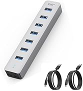 7 Ports USB Hub, Aluminum Multiport Desktop USB Adapter Powered USB Splitter for Laptop, Mobile P...