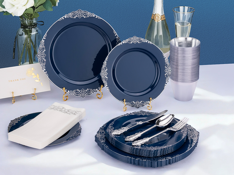 Navy Blue Plastic Plates