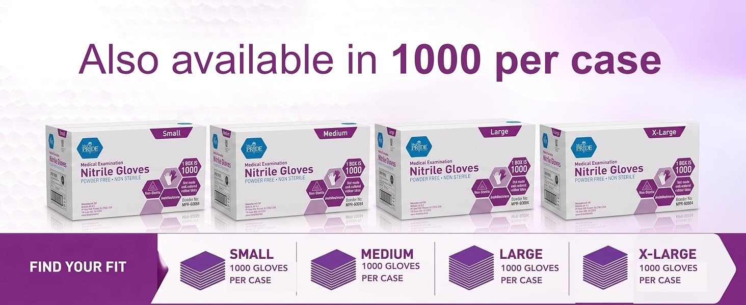 Latex-Free Powder-Free Nitrile Medical Exam Gloves, Puncture Resistant, Textured Fingertips