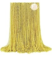 SHAOQINLIN 50 PCS Gold Bead Necklace, Gold Mardi Gras Christmas Beads Necklaces 33" Metallic Bead...