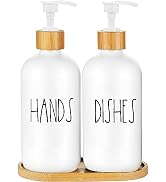 Arktek Glass Soap Dispenser Set with Tray, 2 Pack Bottle Dispenser for Bathroom and Kitchen Soap ...
