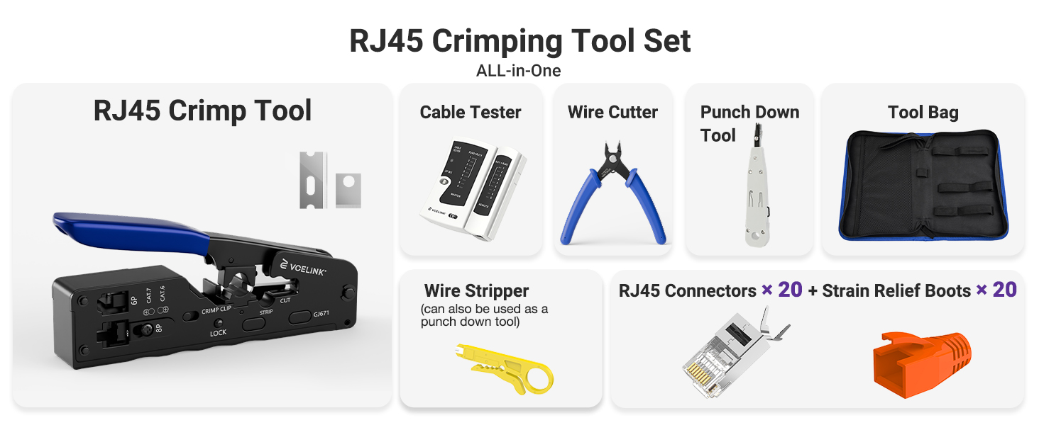 RJ45 Crimping Tool Set