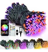 Smart Color Changing Halloween Lights String 112FT 300 LED APP and Remote | Orange Purple Green, ...