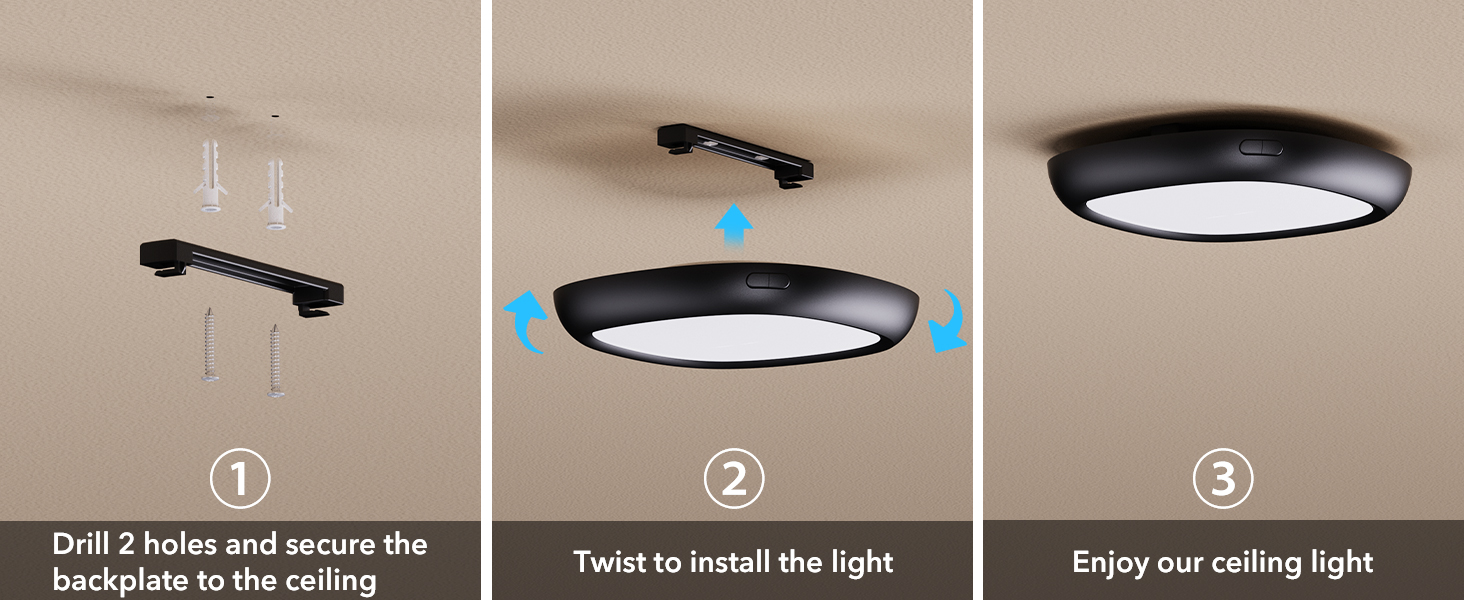 Motion Sensor Rechargeable Ceiling Light with Remote, Waterproof Wireless Shower Light Closet Light