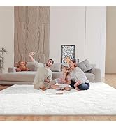 Mhyup Cream White 8x10 Area Rugs for Living Room Bedroom, Fluffy Large Rug Soft Shag Non-Slip Car...