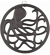 GASARÉ, Cast Iron Trivet for Hot Dishes, Pots, and Pans, Metal Trivet, Octopus Design, Rubber Fee...