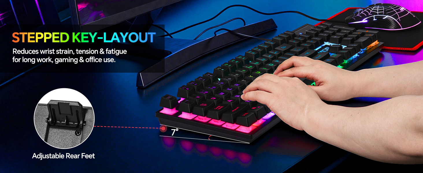 USB Wired Ergonomic Anti-ghosting Gaming Keyboard Mouse Mousepad Headset Gamer Bundle Set