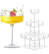LIYH 20 Pcs Plastic Champagne Glasses 10 Oz Cocktail Coupe Glasses Champagne Flutes Plastic Coupe...