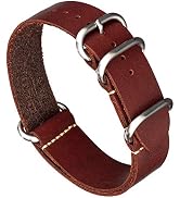 Benchmark Basics Leather Watch Band - Zulu Crazy Horse Oiled Leather One-Piece Military Watch Str...