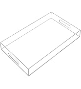 Clear Serving Acrylic Tray-(12x16x2 inches) with Handle-Spill Prevention-Sturdy Decorative-Withou...