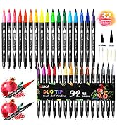 ZSCM 32 Colors Duo Tip Brush Markers Art Pen Set, Artist Fine and Brush Tip Colored Pens, for Kid...
