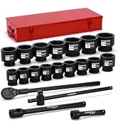 CASOMAN 21-Piece 1" Drive Jumbo Impact Socket Set, 6-Point, Shallow Large Socket Set, SAE (1-5/8"...