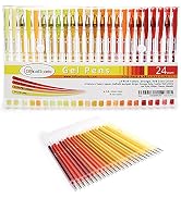 OfficeGoods Red Orange Yellow Gel Pens + Refills - 24 Premium Colors - Fast Drying Smudge Free - ...