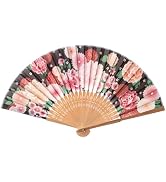 Salutto Hand Fan Bamboo Printed Pattern Folding Fan For Party Wedding Gift Hundred Flowers