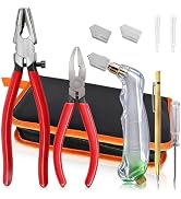 10pcs Heavy Duty Glass Cutting Tool Kit, Curve Jaw Glass Running Pliers Breaker Grozer Pliers, Pe...