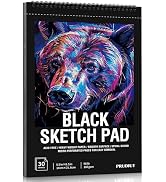30 Sheets Black Paper Sketchbook, 98lb/160gsm Heavyweight Black Sketch Pad 5.5×8.5in, Acid-Free D...