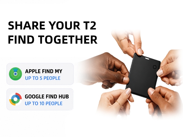 Share T2 tracker with up to five people in Apple Find My or ten in Google Find Hub