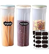 INVODA 3PCS Airtight Food Storage Containers With Lids 3 PCS Pasta Canisters Clear Plastic Cereal...