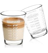 SAIAOKJ Shot Glasses Measuring Cup Set 2PACK Espresso Shot Glasses Liquid Heavy Glass 26-Incremen...