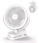Clip on Fan 16000mAh: Portable Rechargeable Clamp Fan for Stroller Bed Camping Tent Golf Cart - Q...