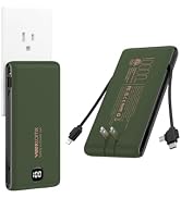 VEEKTOMX Portable Charger with Built in Cables 10000mAh, Power Bank for iPhone with Wall Plug, Tr...