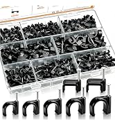 mankk 630PCS Black Cable Clips Nail in Cable Clips Wire Clips 4/5/6/8/10mm Round & Square Etherne...