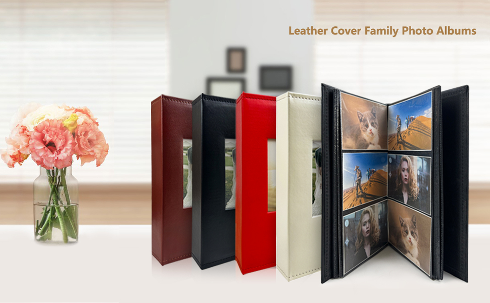 Photo Album Hold 300 Pockets,3.5"x5" Photos,Displays three photos per page