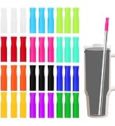 DKYEUD 36PCS 12 Colors Food-Grade Metal Straws Reusable Silicone Tips,Only Fit Diameter 0.32In- 8...