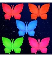 Mega-L Glow in the Dark Party Supplies,5 Pcs Neon Butterfly Balloons Set – Fluorescent Red, Lemon...