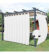 Easy-Going Outdoor Patio Curtains Detachable Tab Top Windproof Weatherproof Curtain for Cabana, P...