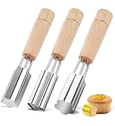 SHANGSKY Pastry Cutter Wheel Cupcake Corer Stainless Steel, 3 Pcs Cupcake Filler Tools, Heart Sta...