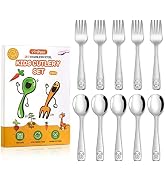 VITEVER 10-Piece Toddler Utensils, Kids Stainless Steel Silverware Set, Children Safe Forks and S...