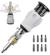 8-in-1 Stubby Ratcheting Screwdriver Set, Multi-bit Screwdriver, Adjustable Magnetic Screw Driver...