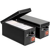 yoyobubu CD Storage Case with Lid & Handle – Faux Leather CD Holder Box – Stackable CD Storage Or...