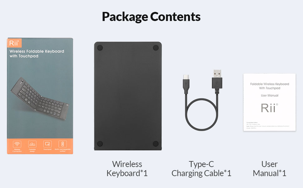 Rii RK808 Foldable Bluetooth Keyboard with Touchpad